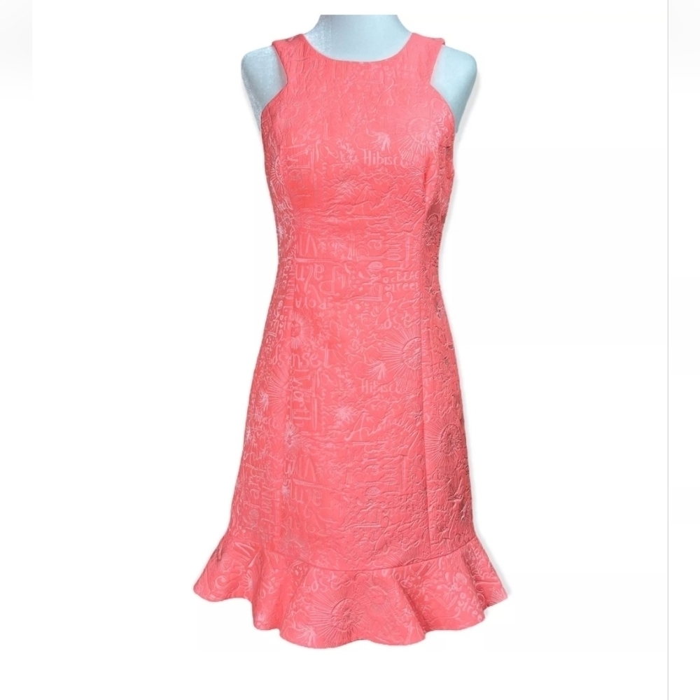 Lilly Pulitzer Dress Peachy Pink Word on the Street Jacquard size 0